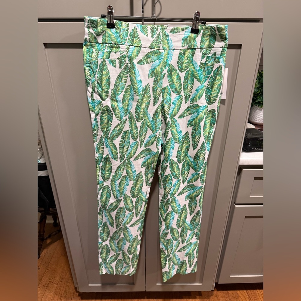 Kim Rogers Tropical Leaf Print Millennium Pull On Pants Women’s Size 10 NWT! 🤩 🌴